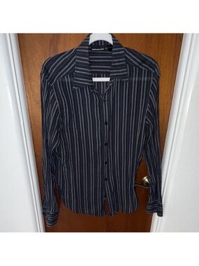 DKNY Jeans Men's Striped Shirt in Navy and Light Gray